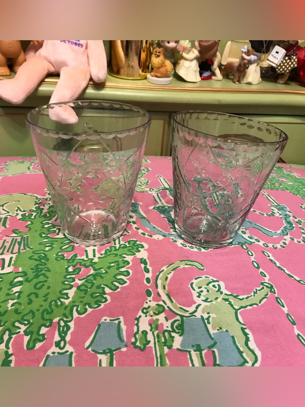 The Source Perrier Collection Clear Etched Set of 2 Glasses from 2000